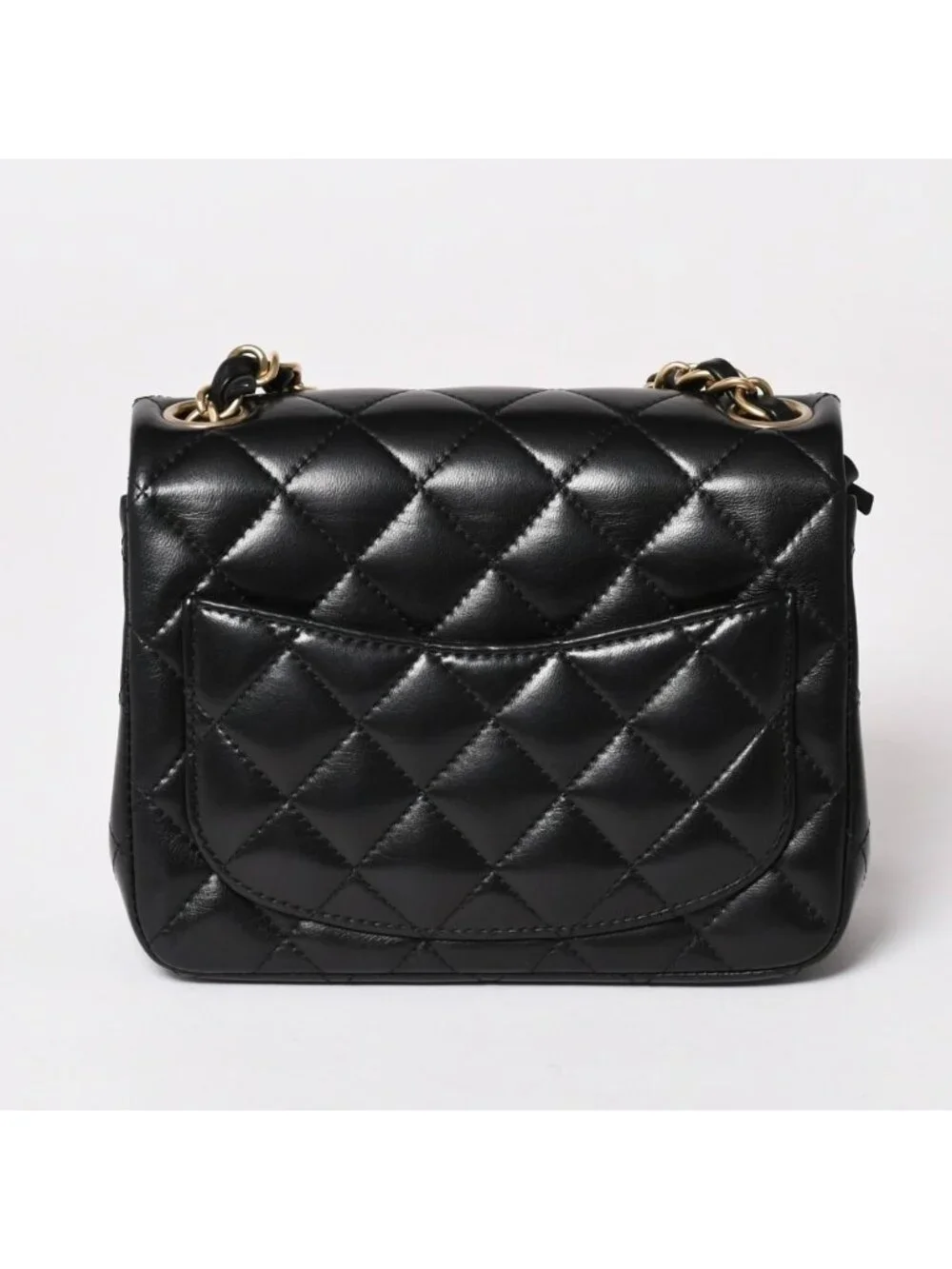 Chanel Mini Quilted 17 S Flap S Chain Shoulder Bag CC Logo Lambskin Black